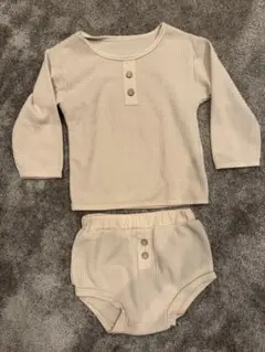 ★未使用★BAKER ベーカー ボタン付ワッフルセットアップ 90 ベージュ