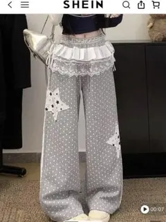 SHEIN ポルカドット&スター アップリケ レーストリム パンツのサムネイル