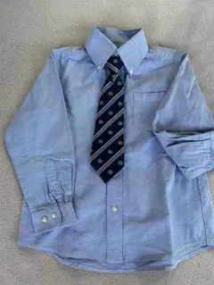長袖シャツ フォーマル　110 ネクタイ　ブルー　子供　ボーイズ