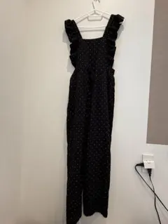 ドット柄フリル付きサロペット