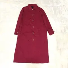 ichi ステンカラーコート アウター レッド コットン