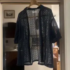 ダークブルー メッシュ 半袖シャツ