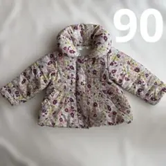 子供用ジャケット 中綿フード付ジャケット 花柄アウター 90サイズ ミアメール