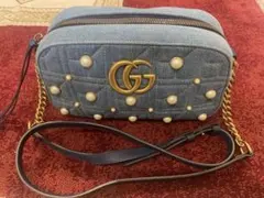 GUCCI GGマーモント デニム パール ショルダーバッグのサムネイル