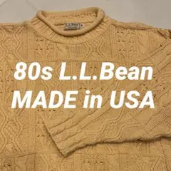 【USA製】80s エルエルビーン ロールネック コットンニット 短丈