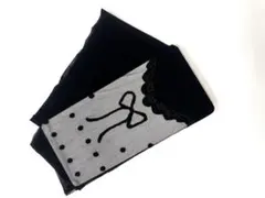 ブラック　リボンとドット柄 ストッキング　パンスト　T483　コスプレ　りぼん