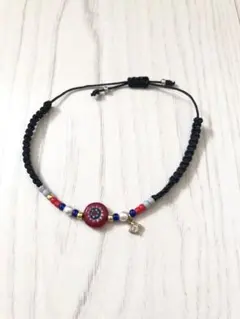 マクラメ編みブレスレット チャーム付きハンドメイド