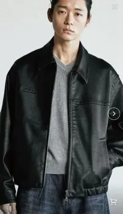 wym ARTIFICIAL GRAIN ZIP BLOUSON 黒 Ｍ 美品