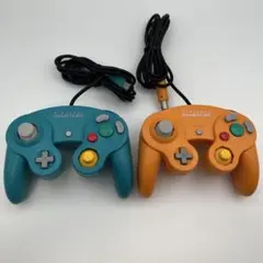 【スティック新品】ゲームキューブ コントローラー 2個 エメラルド オレンジ