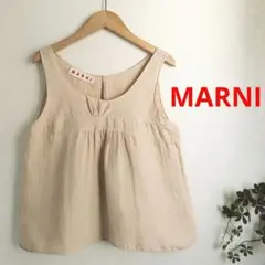【MARNI　マルニ】リネン混合　ノースリーブ　ギャザー　バックボタンのサムネイル