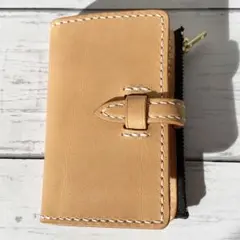 小銭入れ付きキーケース/レザークラフト/ハンドメイド/本革/ヌメ革/キーケース