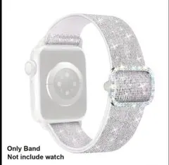 Apple Watch バンド キラキラ ナイロンバンド シルバー