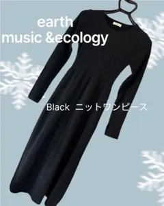 earth music & ecology 細見えブラック ニットワンピース