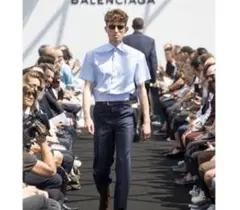 BALENCIAGA 17ss ボクシーシャツ　ストライプ 半袖シャツのサムネイル