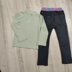 Dolceus ミントグリーン長袖Tシャツと裏起毛パンツ