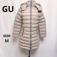 ジーユー / ダウン ミドル丈 フェザー混 フード取り外し可 くすみピンク Ｍ