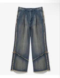 【HARE】フリンジ付きインディゴブルーデニムパンツ