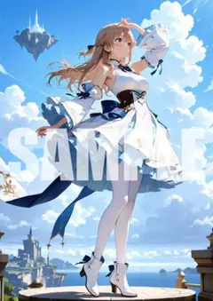 №111　可愛い 女の子 イラスト ポスター A4 セーラー服 制服 アニメ風