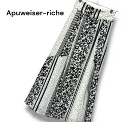 Apuweiser-riche ドット ストライプ ボタニカル フレアスカート