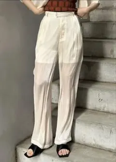 ムルーア シアーワイドパンツ ライトベージュ サイズ2 M セルロース混 美品のサムネイル