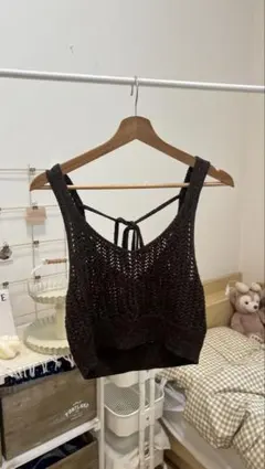 ダークブラウン クロップドビスチェ