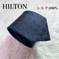 【英国製生地】HILTON ヒルトン ネクタイ ネイビー ダイヤ柄 シルク100