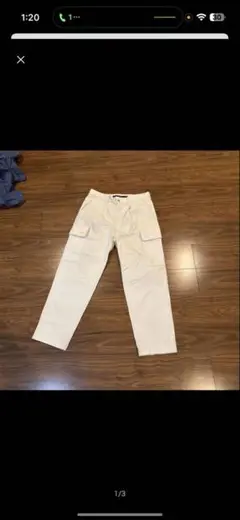 ベージュ カーゴパンツ コットン混紡