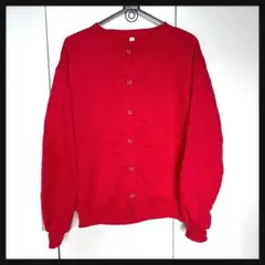 裏起毛　長袖スウェットカーディガン　レッド　赤