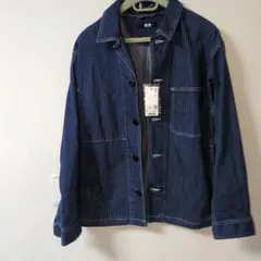 ユニクロ UNIQLO ウォバッシュ デニム ストライプ カバーオール サイズM