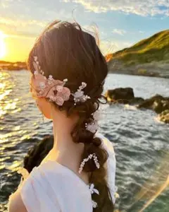 ドライフラワー ヘッドドレス 2個セット／前撮り／ウェディングヘアアクセ