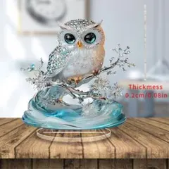 ★ 2D クリスタルプリント フクロウ 雑貨 スタンド型 サンキャッチャー121