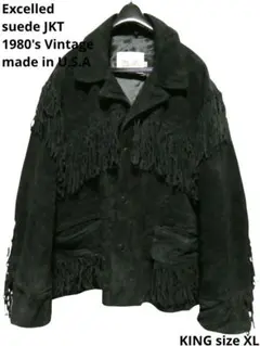 ビッグサイズXL！アメリカ製！Excelledスエードレザーフリンジジャケット