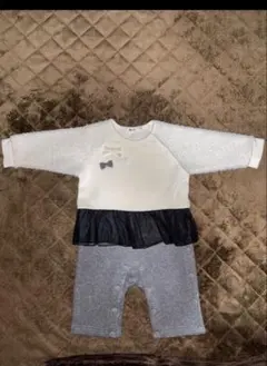 べべ　ベビー用ロンパース カバーオール 長袖 ホワイト グレー ブラック80㎝