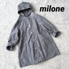 【milone】ミディアム丈 フード付きナイロンコート M グレー ポケット