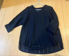 美品United arrows ストライプ 五分袖 Vネックシャツ