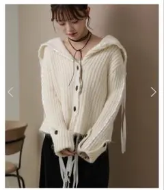 LAULEN ribbon sailor color knit cardiganのサムネイル