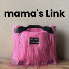 デニムリメイクバッグ　毛長ファー　やや大きめバッグ　ピンク