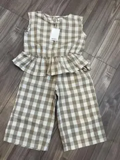 【新品未使用】PAIR MANON ベージュチェック　セットアップ120のサムネイル