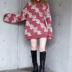 SPIRALGIRL ビッグロゴジャガードニット