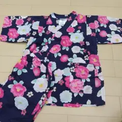 花柄コットン甚平 110cm ネイビー