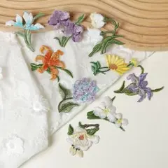 刺繍花モチーフセット アイロンワッペン シール ワッペン 飾り物 パッチ