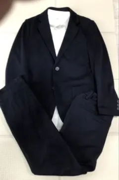 UNIQLO 140 ネイビージャージースーツ、シャツセット