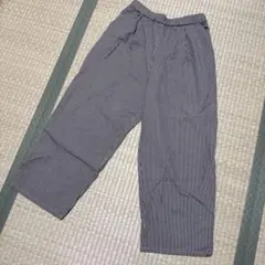 美品SamansaMos2 カジュアルパンツ長ズボン　黒茶色ストライプレディース