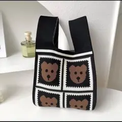 クマ刺繍のカジュアルハンドバッグ トートバッグ