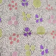 キッピス　コリラックマ　お花畑　生地　レア　薄いピンク　オックス　55×25