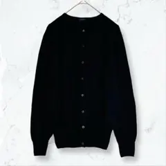 a3527 アーバンリサーチ カーディガン 黒 F 丸首 長袖 ウール100%