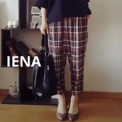 IENA チェック ペグトップパンツ テーパード スラックス クロップド 34
