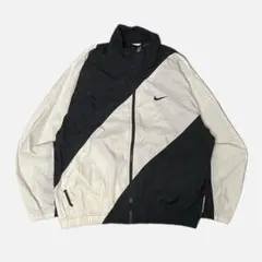 Nike 90s 銀タグ　ビッグスウォッシュ　刺繍　ナイロンジャケット 黒　白