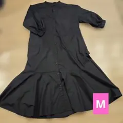 シャツワンピース・ブラック・Mサイズ・ロング丈・GU・ロングワンピース