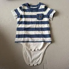 GAP 青と白のストライプロンパース 6-12ヶ月